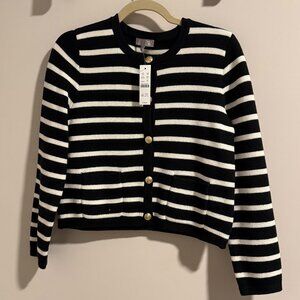 J.Crew Black & Ivory Stripe Cardigan Size Small